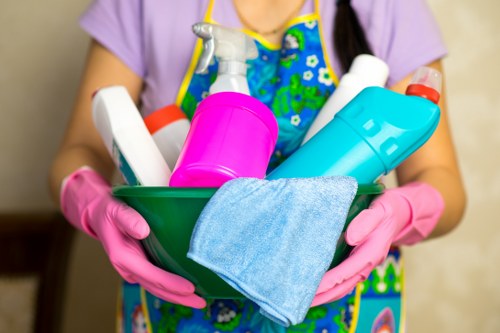 Professional cleaner treating an armchair with care in Bromley